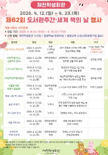 제천학생회관 『제62회 도서관의 날 도서관주간』 기사 이미지